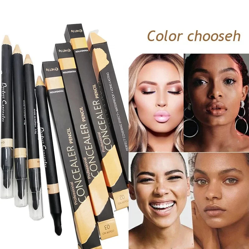 organic waterproof brow concealer pen high quality 2 in 1 face concealer pencil with brush