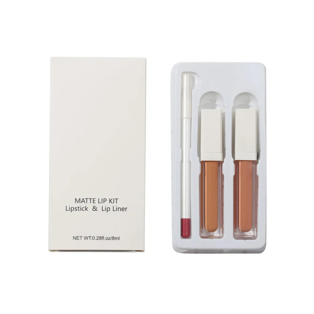 [ Your Private Label ] matte lip kit lip gloss custom makeup vegan nude liquid lipstick and lip liner set