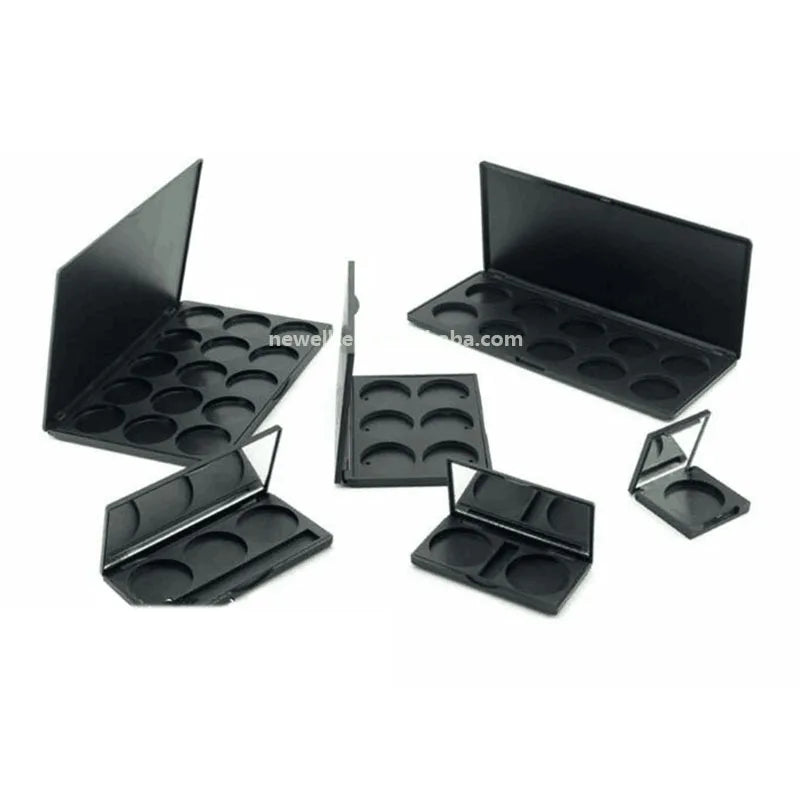 empty eyeshadow palette single black highlighter blusher plastic packaging box square 36.5mm pressed compact powder case