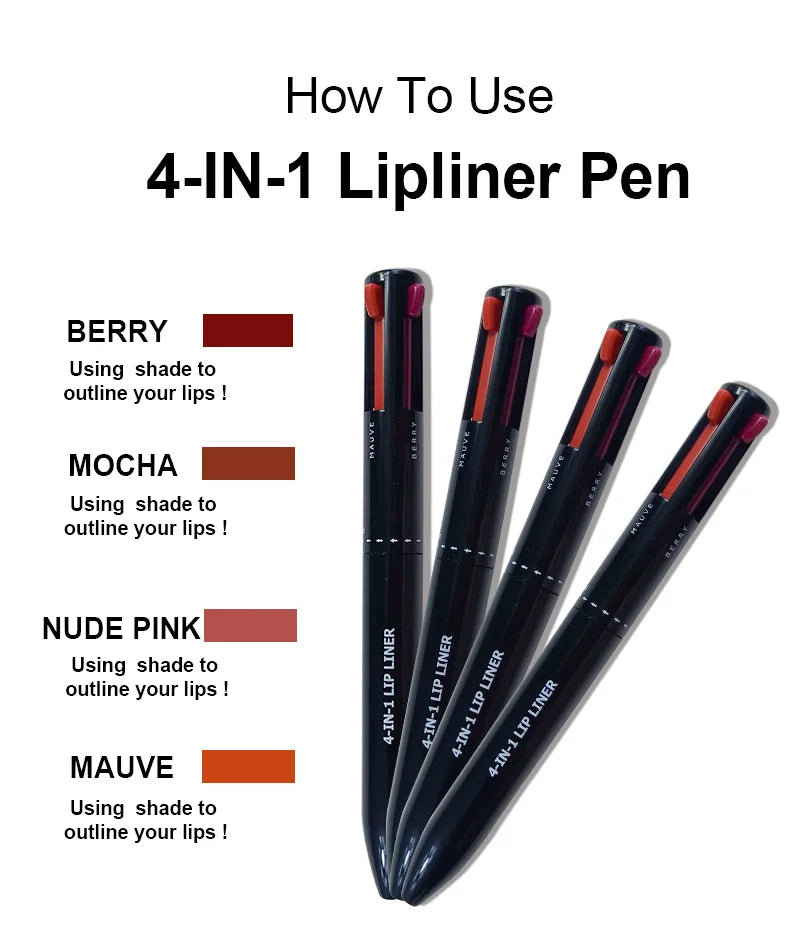 4 in 1 makeup pen lip liner waterproof eyeliner smooth cruelty free cosmetics lip liner pencil