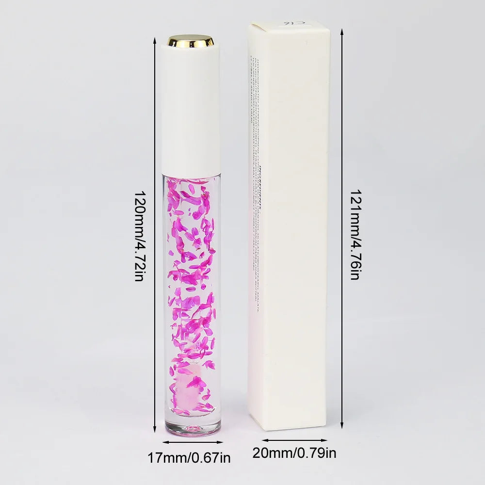 natural lip gloss with dry flower inside lip oil moisturizer clear lipgloss