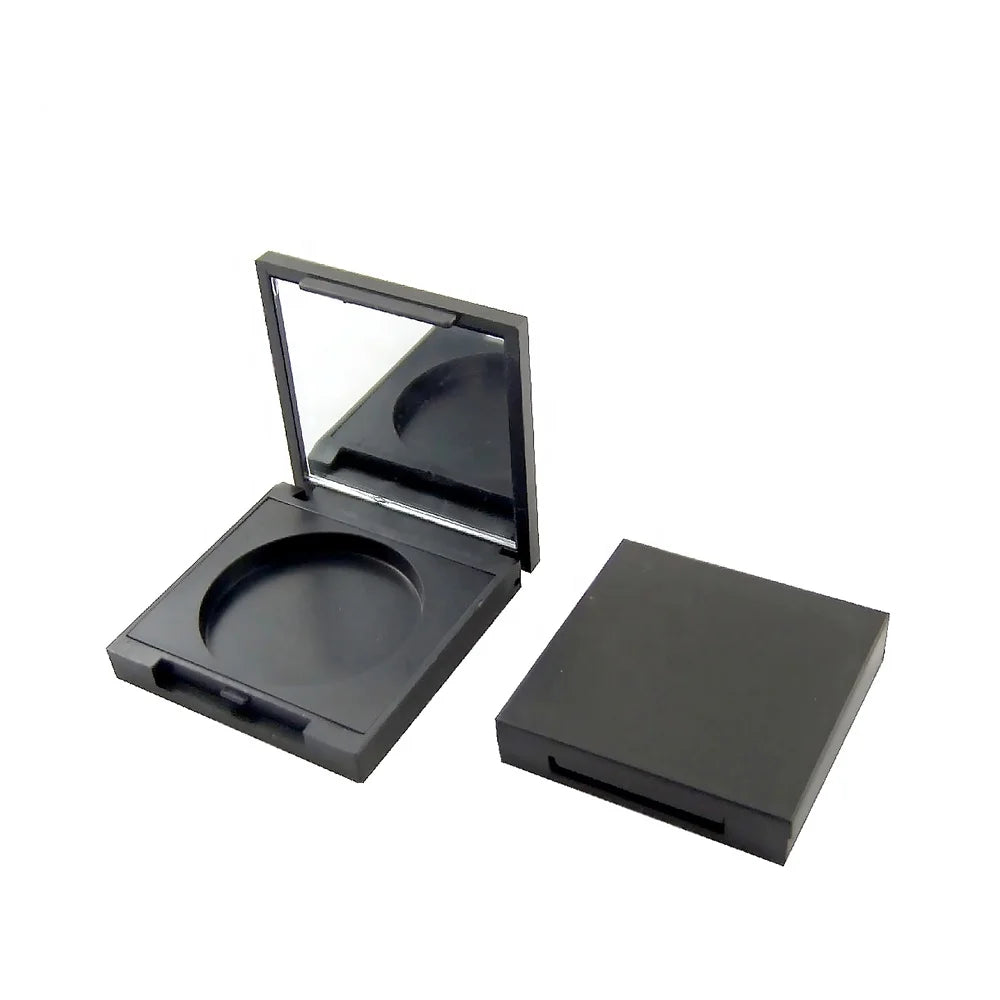 empty eyeshadow palette single black highlighter blusher plastic packaging box square 36.5mm pressed compact powder case