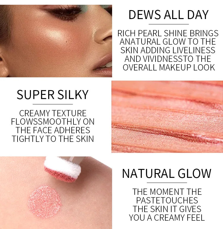 6 colors squeeze tube highlighter face makeup shimmer liquid illuminator long lasting highlighter