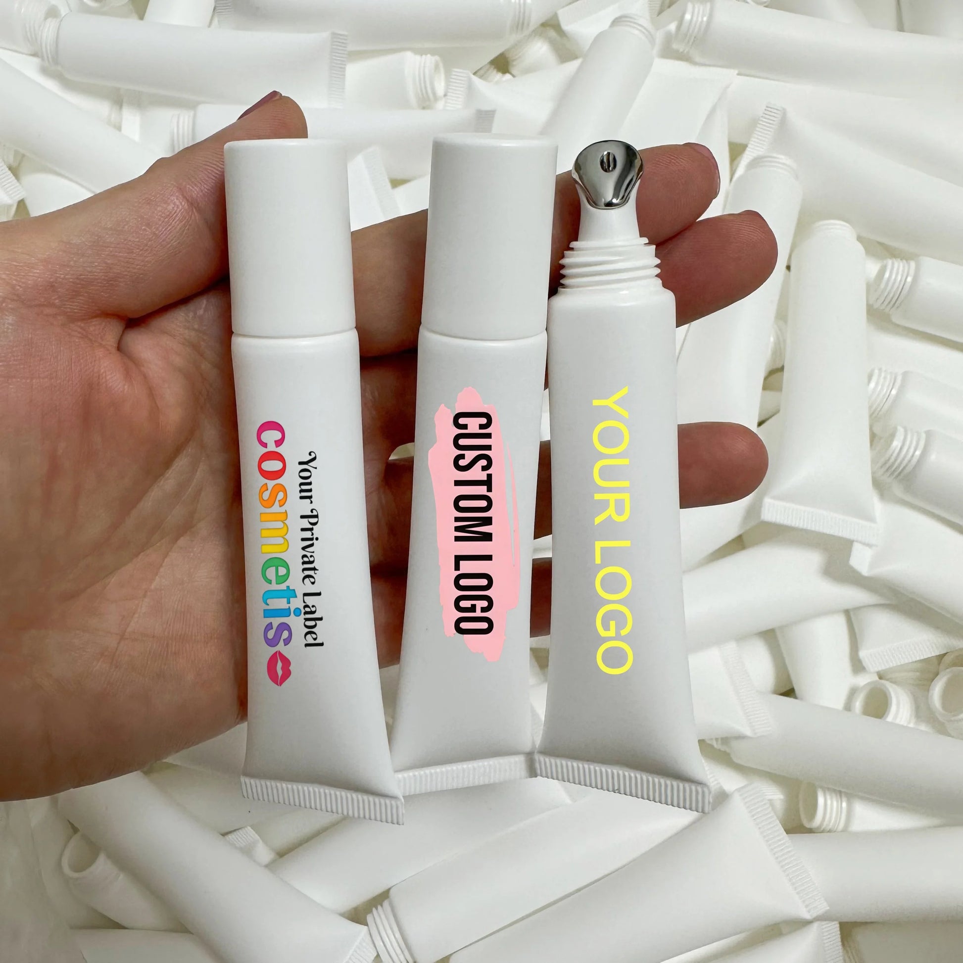Empty cosmetic tube with zinc alloy applicator