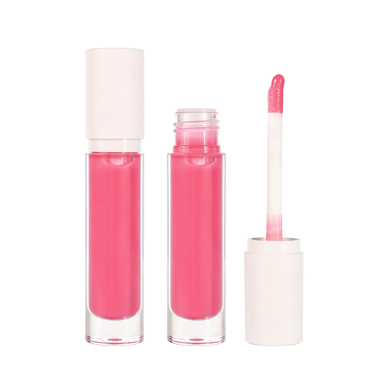 low moq lip makeup 58 colors fruit diamond round tube lip gloss transparent vegan matte lip gloss