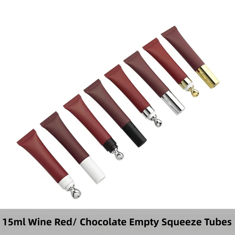 cosmetics package multi-color 15ml metal ceramic massage tip squeeze tube plastic empty lip gloss tube
