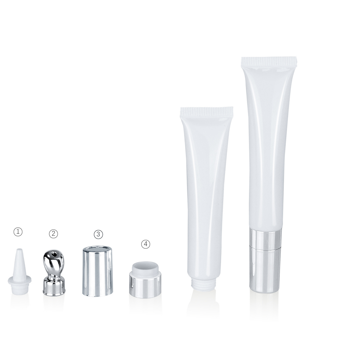 Empty plastic lip gloss squeeze tubes with applicators
