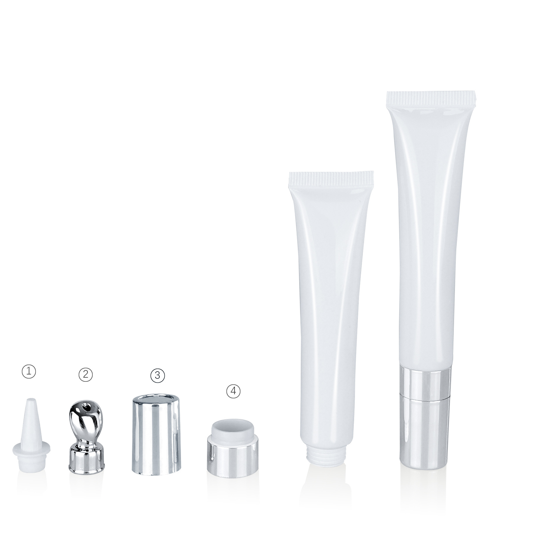 Empty plastic lip gloss squeeze tubes with applicators