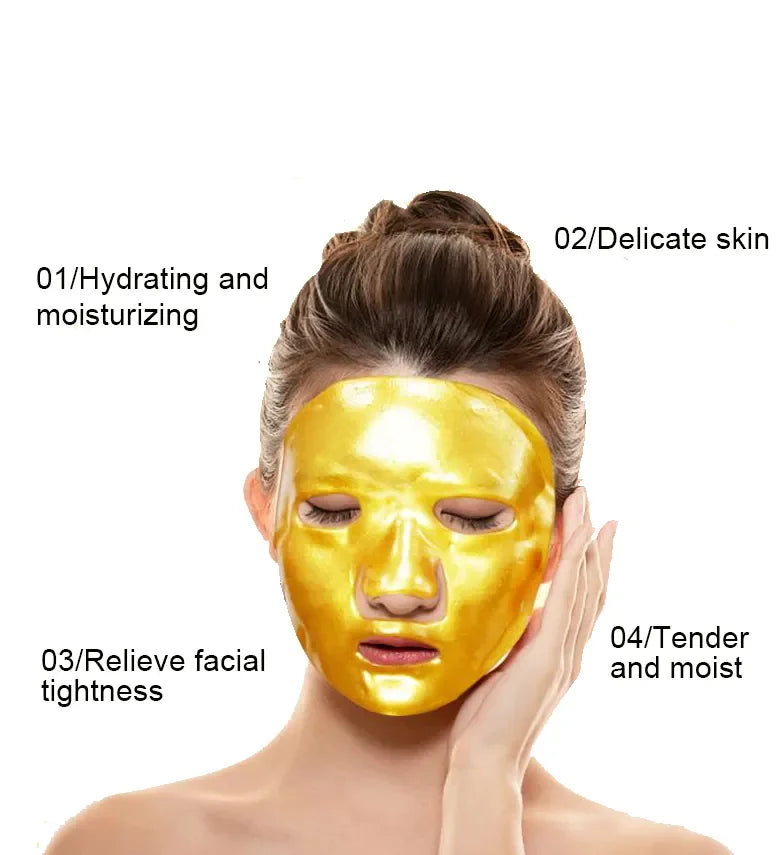 24k gold bio collagen organic jelly face sheet mask crystal facial mask skin care golden beauty masks