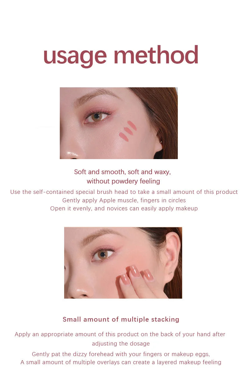 face makeup blusher cheek high pigment liquid blusher with big brush tube beauty cosmetics blush