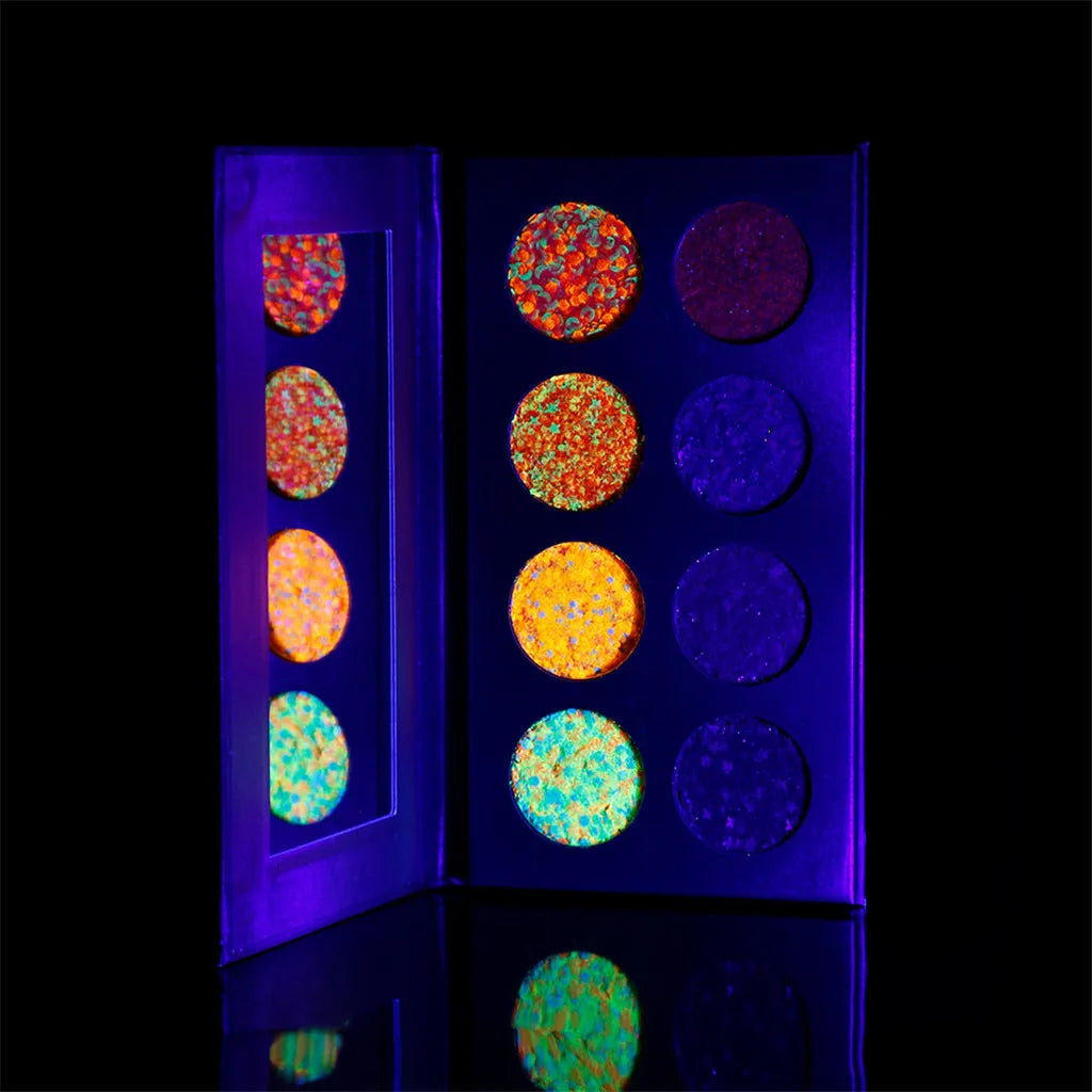 Neon glitter eyeshadow palette with 8 colors