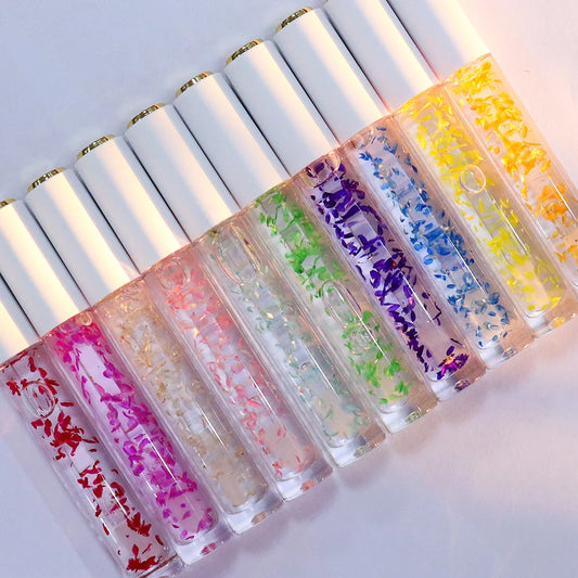 natural lip gloss with dry flower inside lip oil moisturizer clear lipgloss