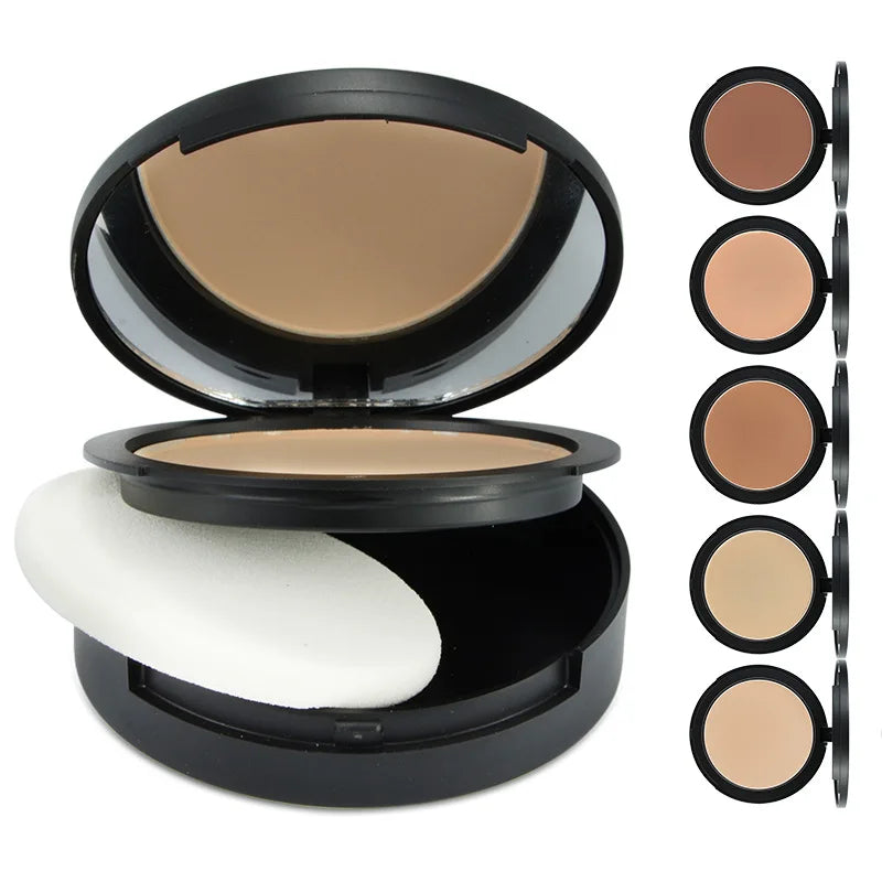 5 colors black powder palette vegan cruelty free pressed face powder with puff