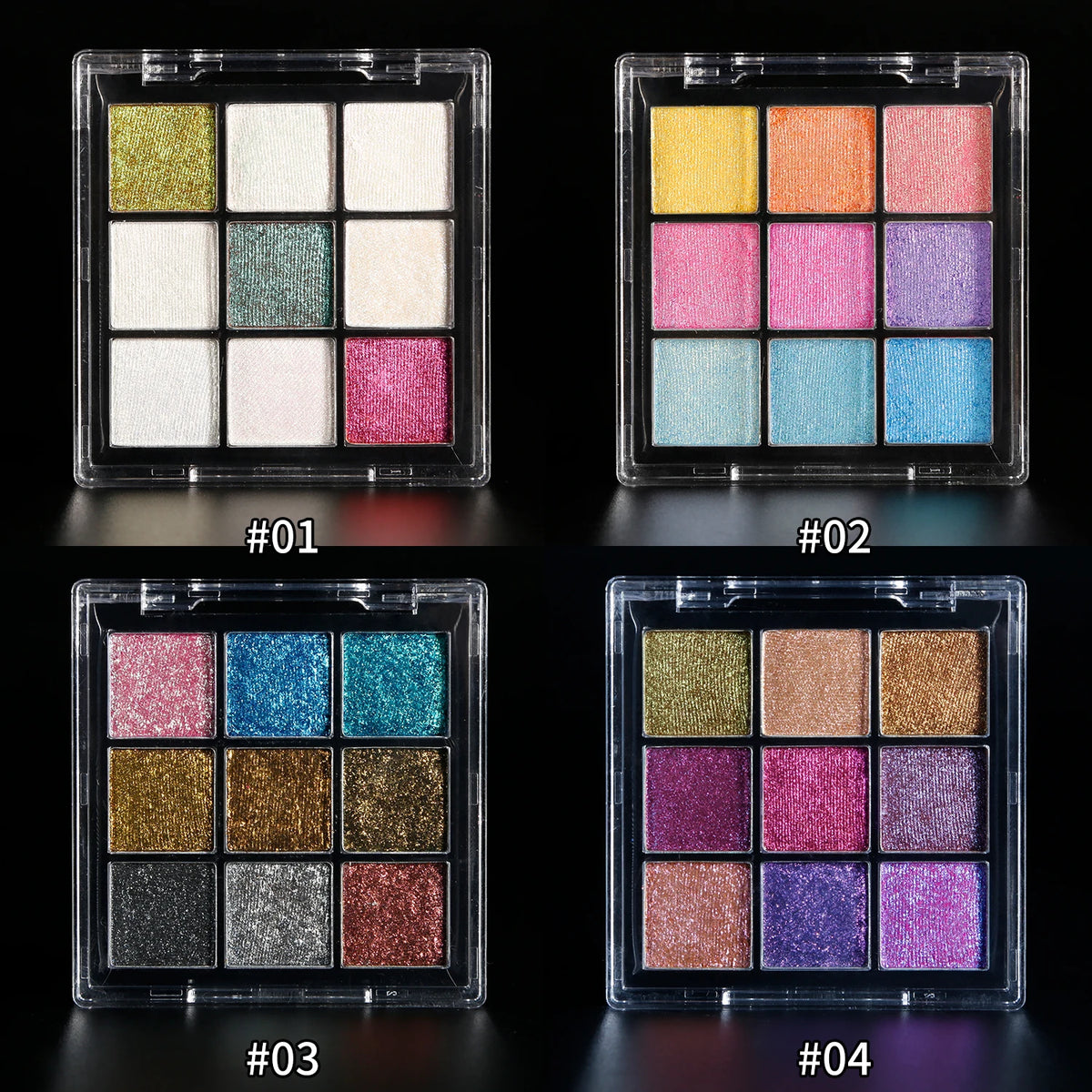 4-color glitter shimmer eyeshadow palette