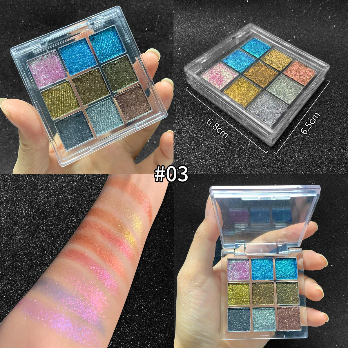 Holographic duochrome eyeshadow palette 9 colors