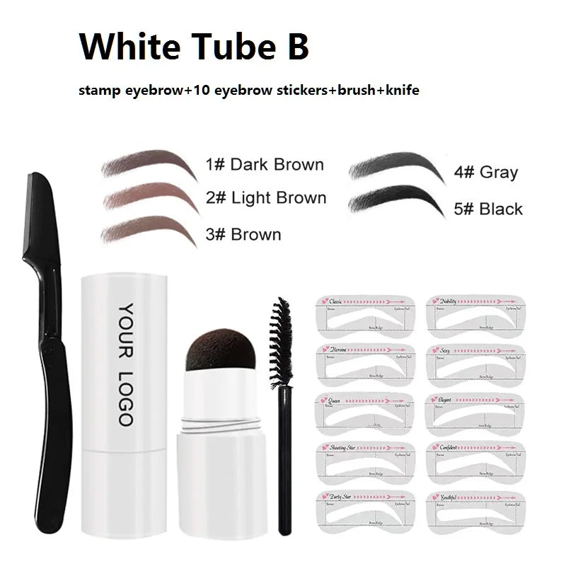 1 eye brow brush trimming knife eyebrow powder eyebrow stamp and stencil kit