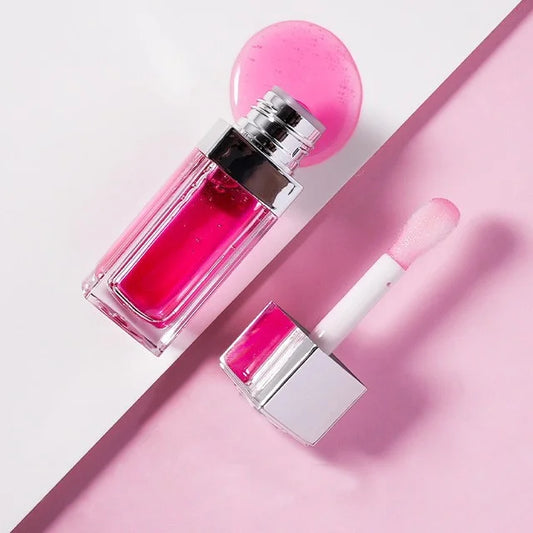 Color-changing glitter shimmer lip oil
