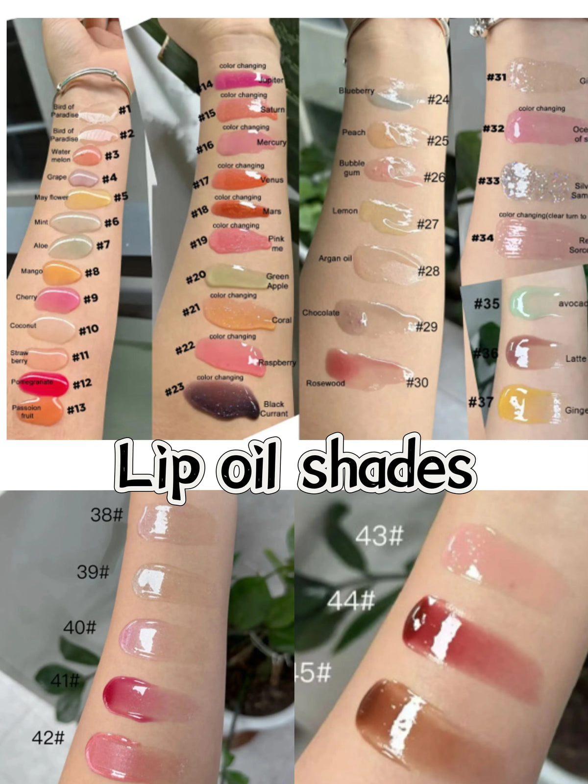 big brush 30 color changing lip oil pigmented magic moisturizing flavouring fruit clear vegan pink lipgloss lip gloss