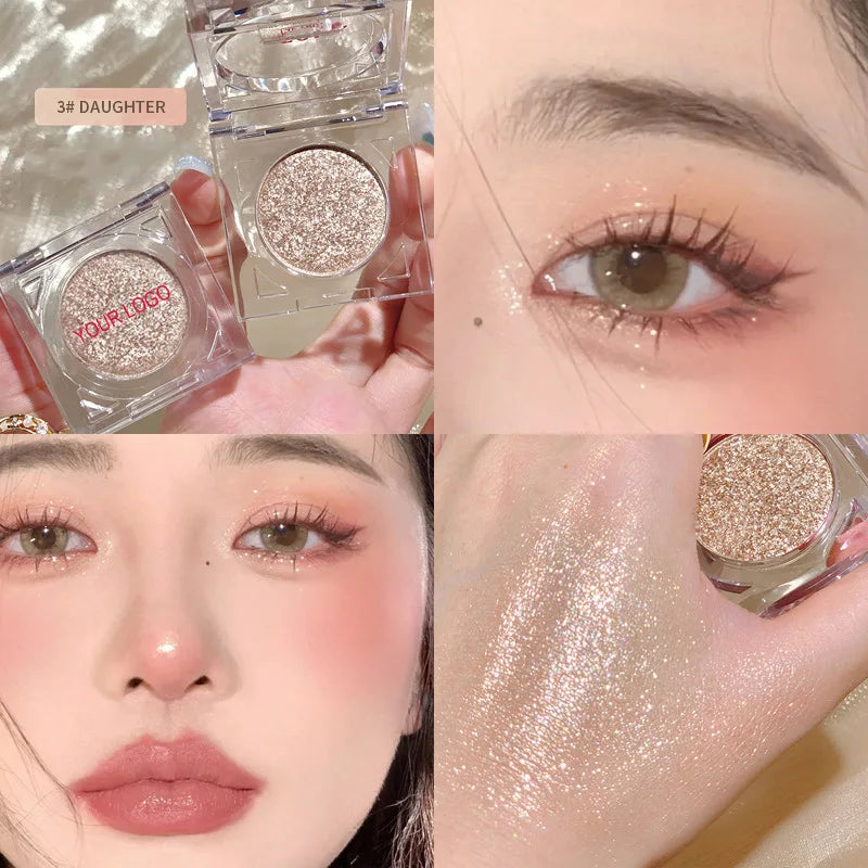 Pressed Eyeshadow Highlighter 4 Colors Monochrome Glitter Shimmer Eye Shadow 5g