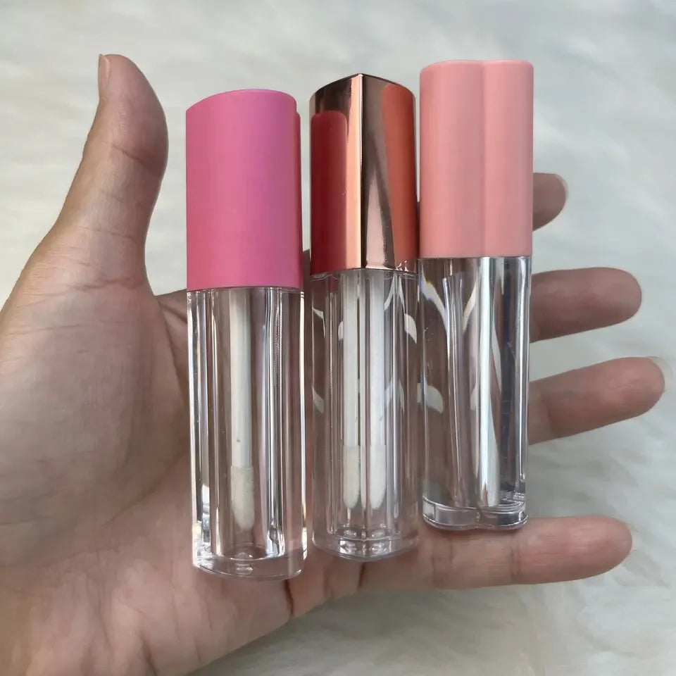 5ml heart shape pink lid lip gloss wand tube container makeup lipgloss empty bottle