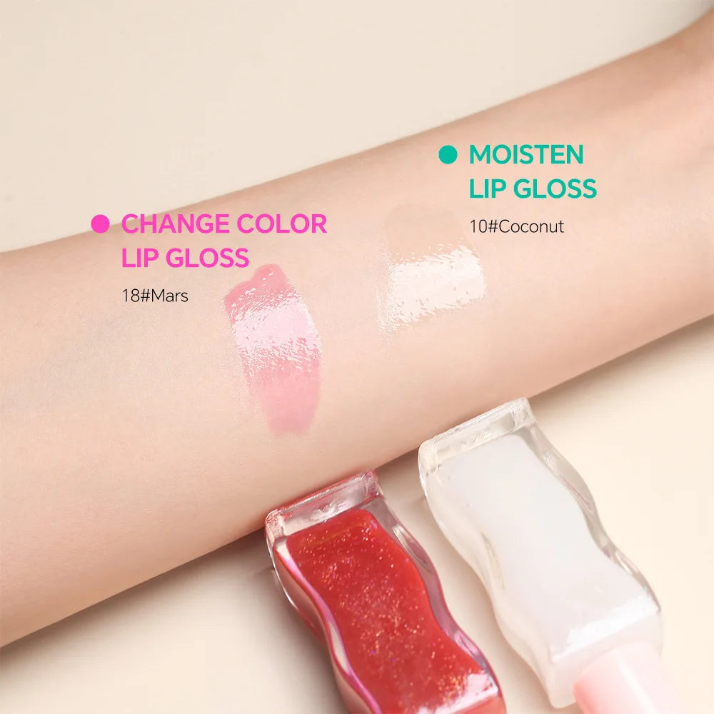 vegan glossy lip gloss color changing hydrating fruit flavor lipgloss