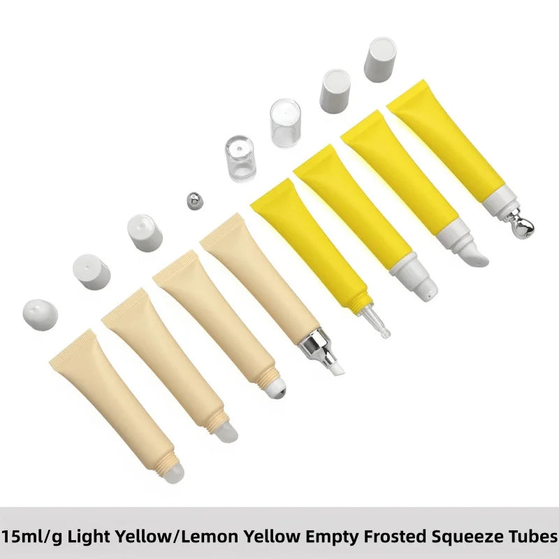 cosmetics package multi-color 15ml metal ceramic massage tip squeeze tube plastic empty lip gloss tube