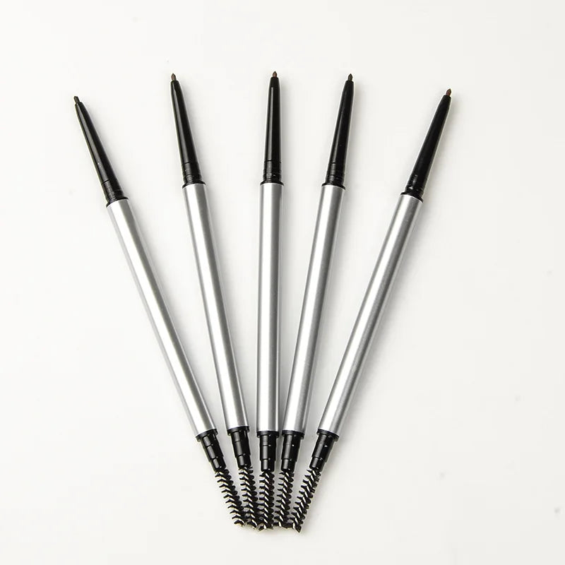 eye makeup 5 colors silver round brow pencil with brush long lasting 2 in 1 eyebrow pencil