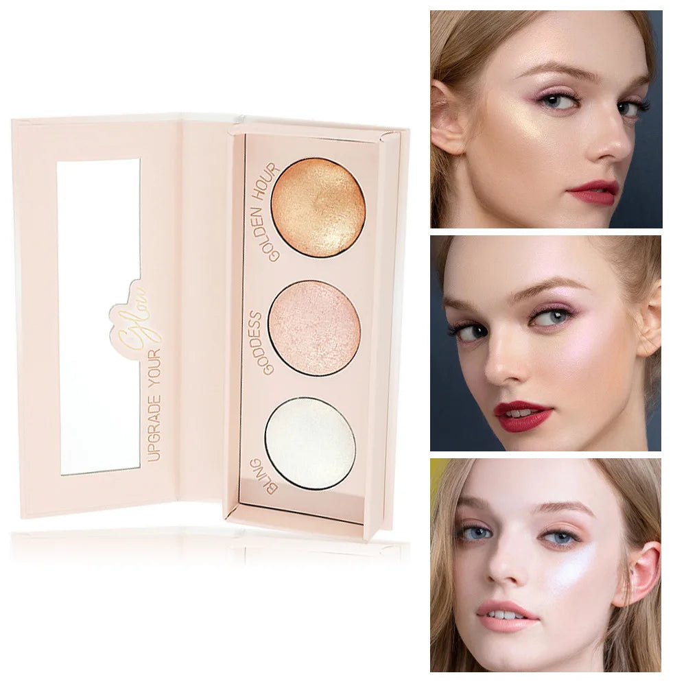 3-in-1 makeup shimmer highlighter palette cruelty-free vegan face highlighter powder