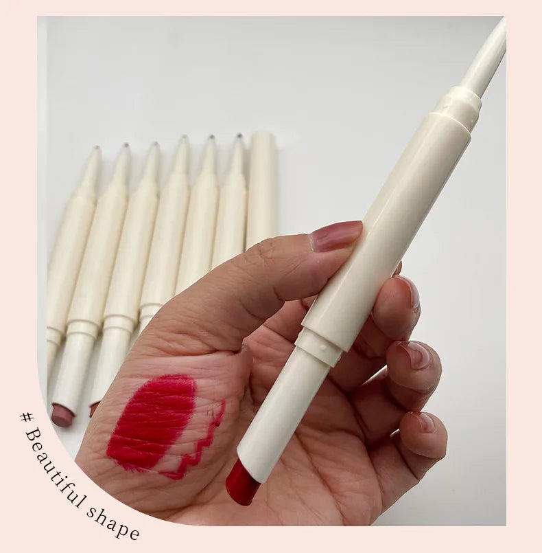 double ended lipstick and lipliner pen makeup 2 in 1 pencil waterproof matte lipstick lip liner pen