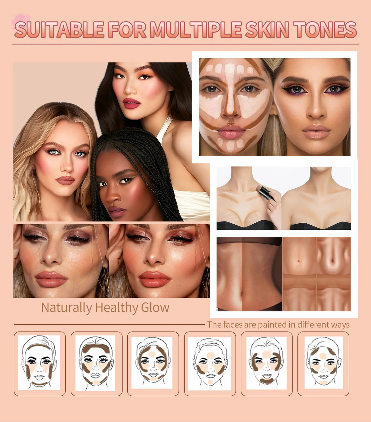 Waterproof shimmer highlighter sticks in twelve colors