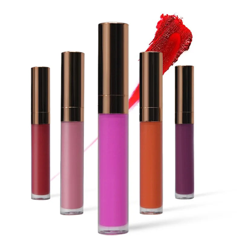 rose gold cap vegan long lasting lipstick nude matte liquid lip stick lipstick