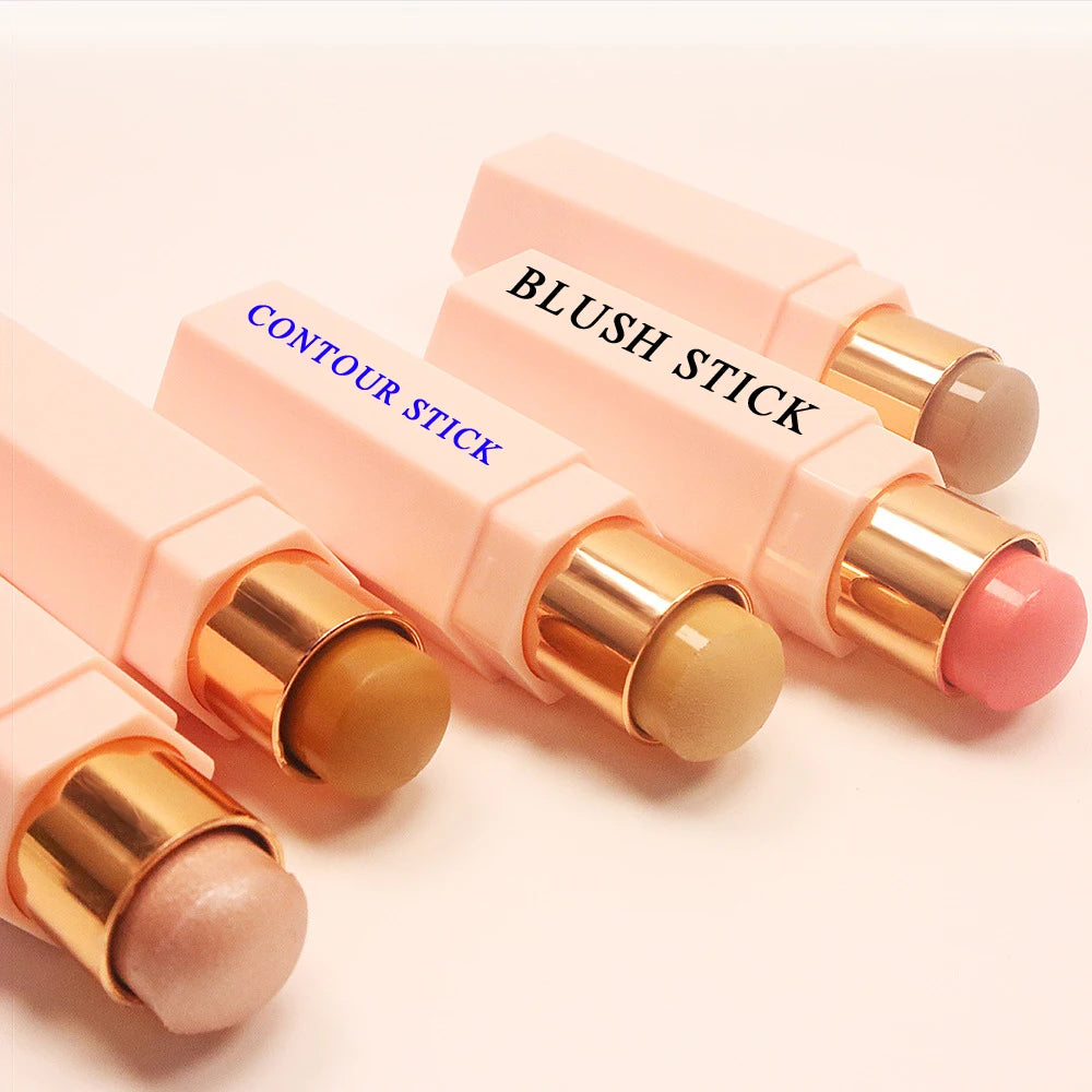 waterproof facial creamy blusher stick long-lasting natural cheek rouge blusher highlighter bronze stick
