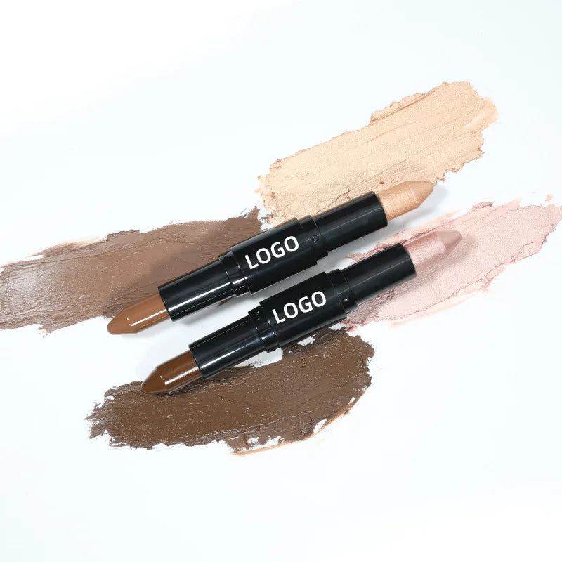 2 colors black tube double headed contour waterproof contouring highlighter stick