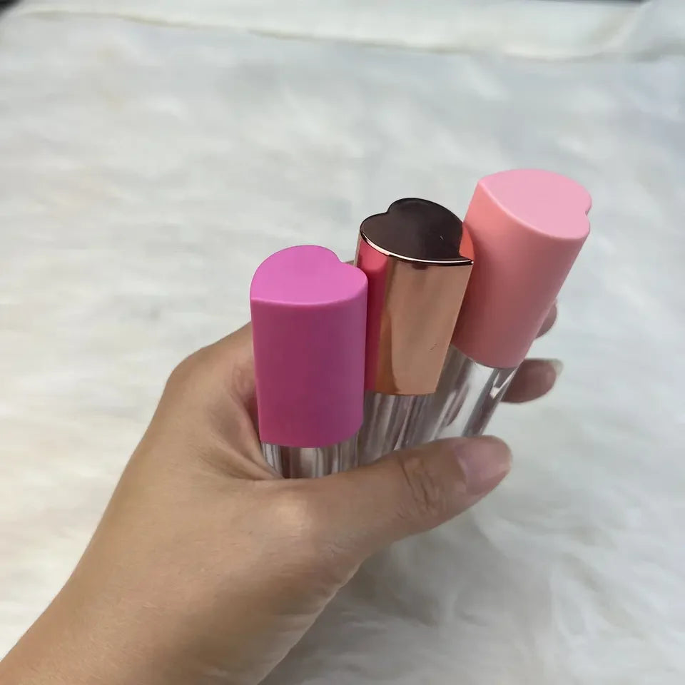 5ml heart shape pink lid lip gloss wand tube container makeup lipgloss empty bottle