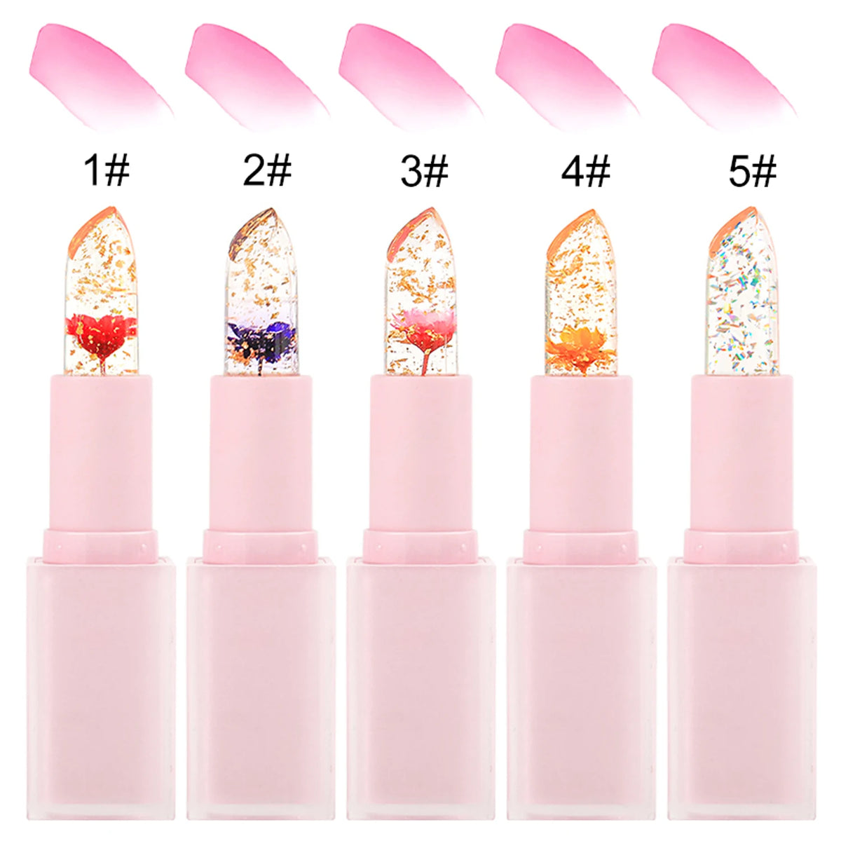 5 colors flower color changing lipstick naturally nourishing moisturizing long lasting lip balm