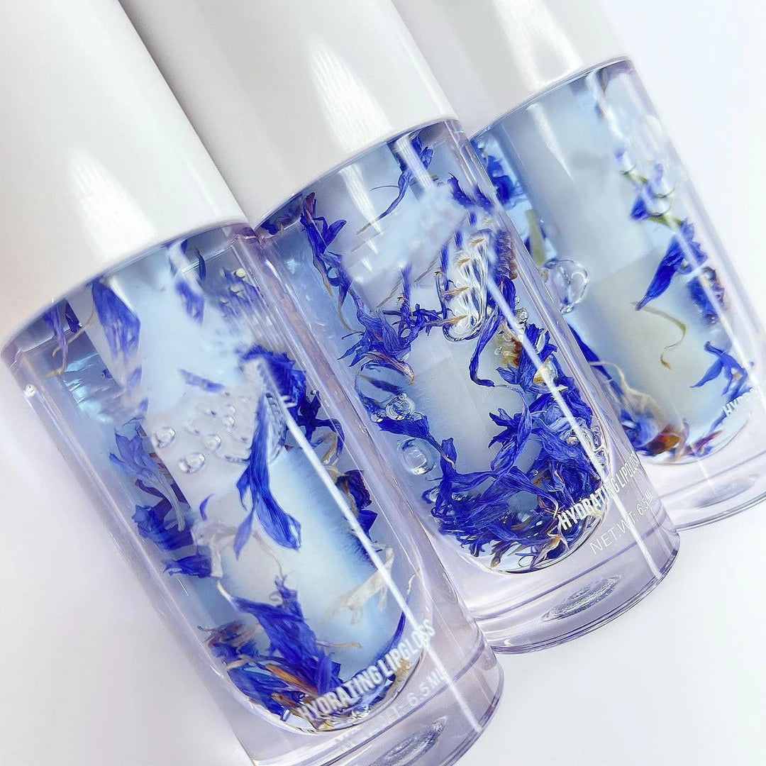 multicolor dry flower free shimmer liquid lip gloss glossy vegan shiny glitter clear lipgloss