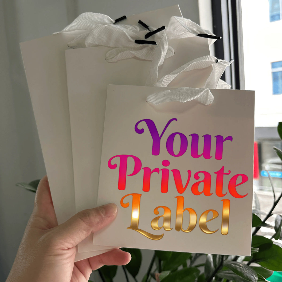 paper bags with ribbon handle durable reusable printing paper gift bag luxury shopping bag
