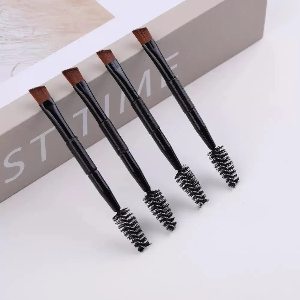 Double-ended eyebrow brush with spoolie
