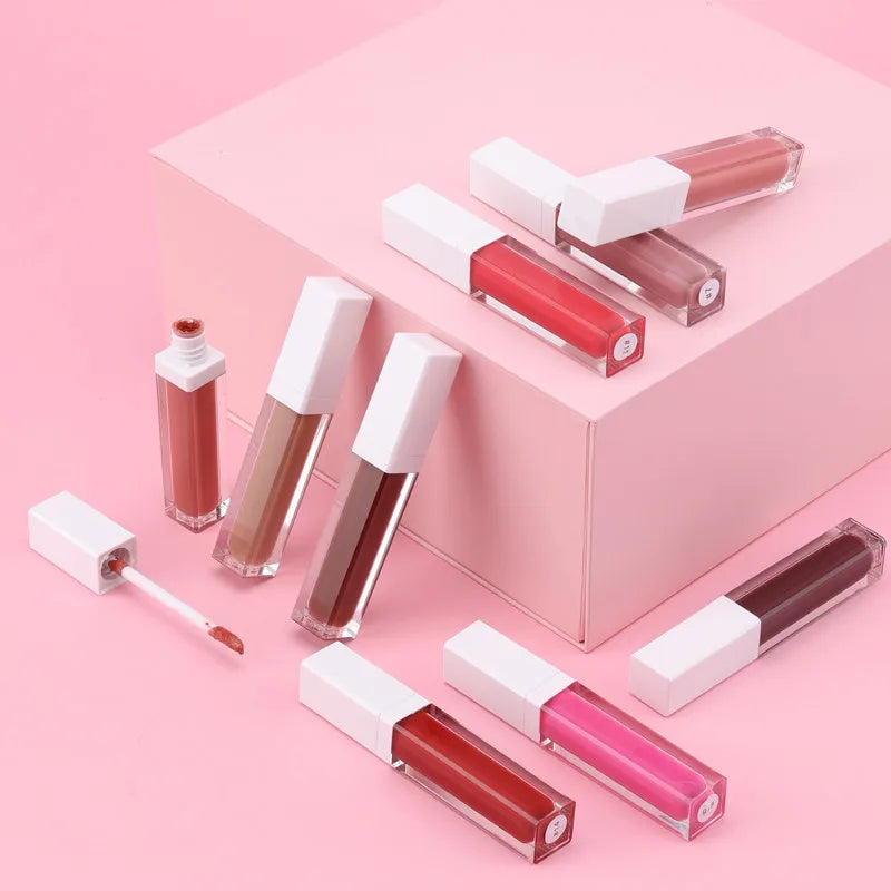waterproof white tube package long lasting liquid lipstick make your brand nude matte lip gloss