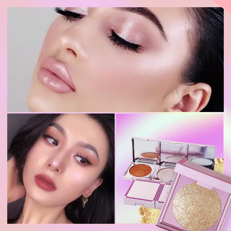 high quality face makeup 8 colors smooth long lasting diamond shine shimmer vegan highlighter palette