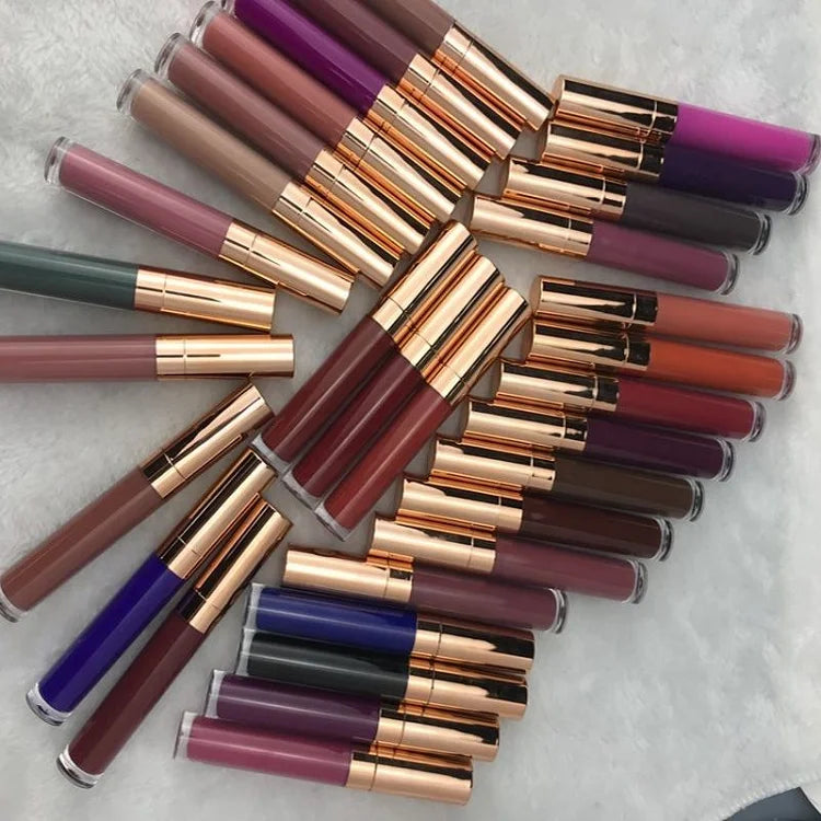 rose gold cap vegan long lasting lipstick nude matte liquid lip stick lipstick