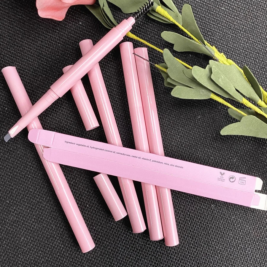 double ended pink eyebrow pencil waterproof eyebrow pens eyebrow pencil with eye brow brush