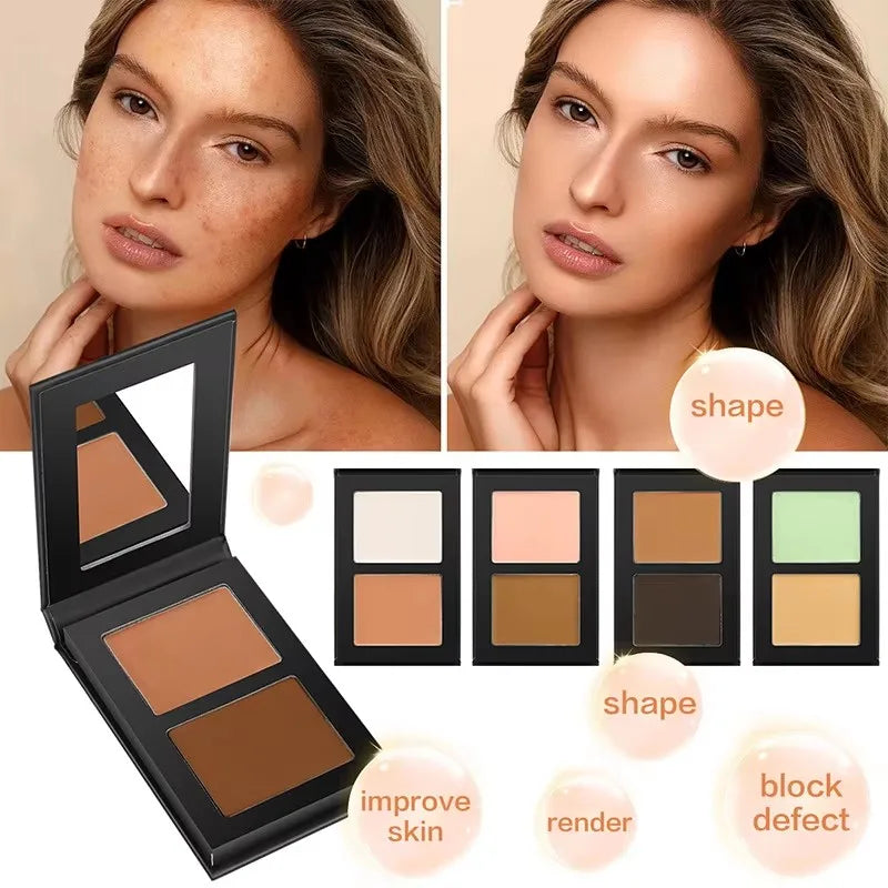 2 colors face makeup concealer palette full coverage waterproof vegan cream concealer palette