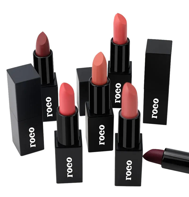 High Pigment Vegan Custom Logo Nude Solid Lipstick Private Label Cosmetics Waterproof Matte Lipstick