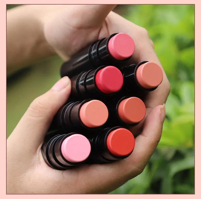 High Quality Makeup Blush Custom Private Label Double Side Vegan Organic Cheeks Cream Make up Blush Stick With Brush