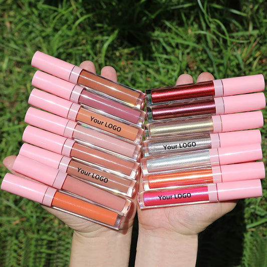 High Shine Organic Nude Shimmer Lip Gloss Long Lasting Glitter Vegan Lipstick Lip Gloss Vendor Glossy Shiny Lipgloss