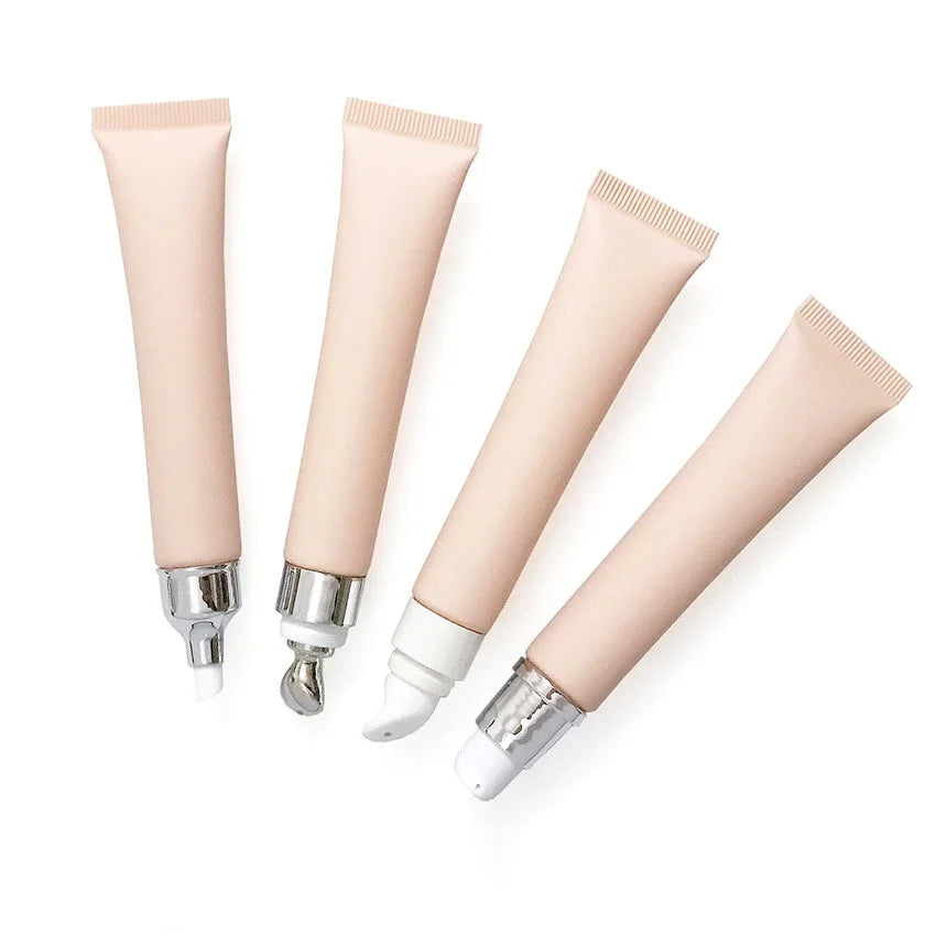 High-end 20g Nude Color Squeeze Tube Eye Cream Soft Package Ceramic Zinc Alloy Cap Lip Gloss Face Lotion Container