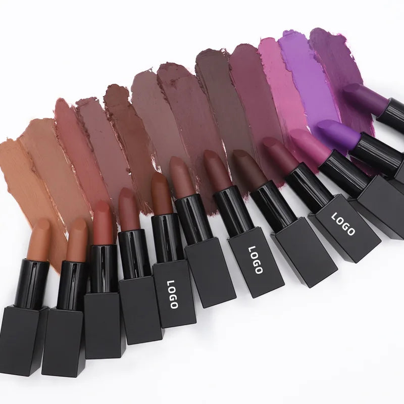 Hot Sale Lip Beauty 24 Colors Lipstick White Black Gold Tube Non-sticky High Pigment Long Lasting Matte Lipstick Private Label