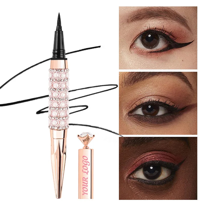 Hot Selling Gold Diamond Tube Liquid Eyeliner Smooth Glide Long Lasting Vegan Waterproof Eyeliner Private Label