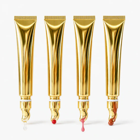 Hot Selling Wholesale Cosmetics Pink Clear Nude Lipgloss Custom Logo Shimmer Glossy Lip Gloss with Gold Applicator Tube